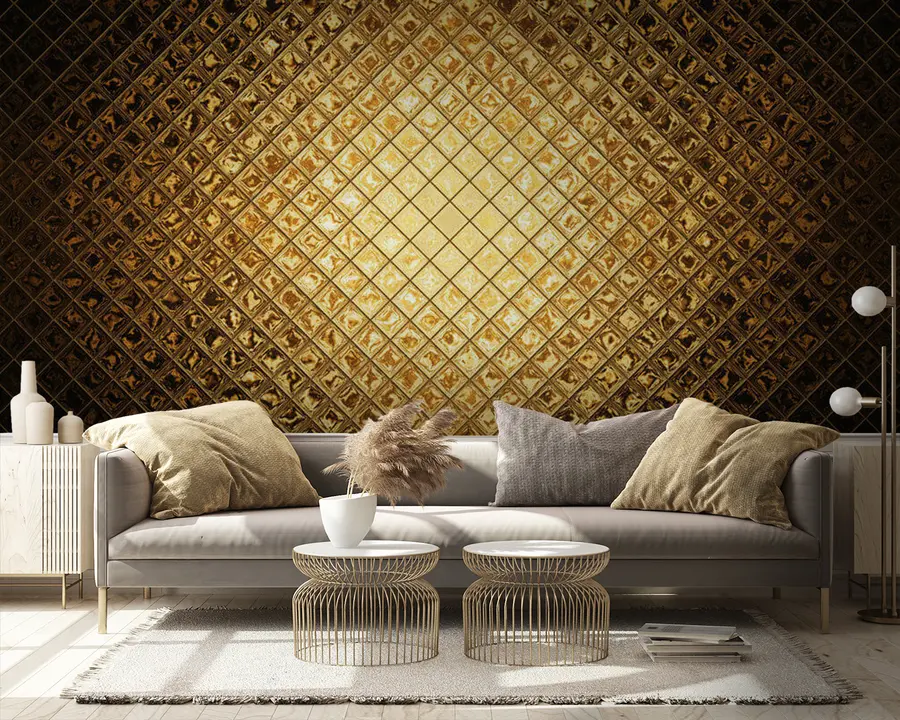 Fototapete Braunes, bernsteinfarbenes Muster aus Rechtecken u23326