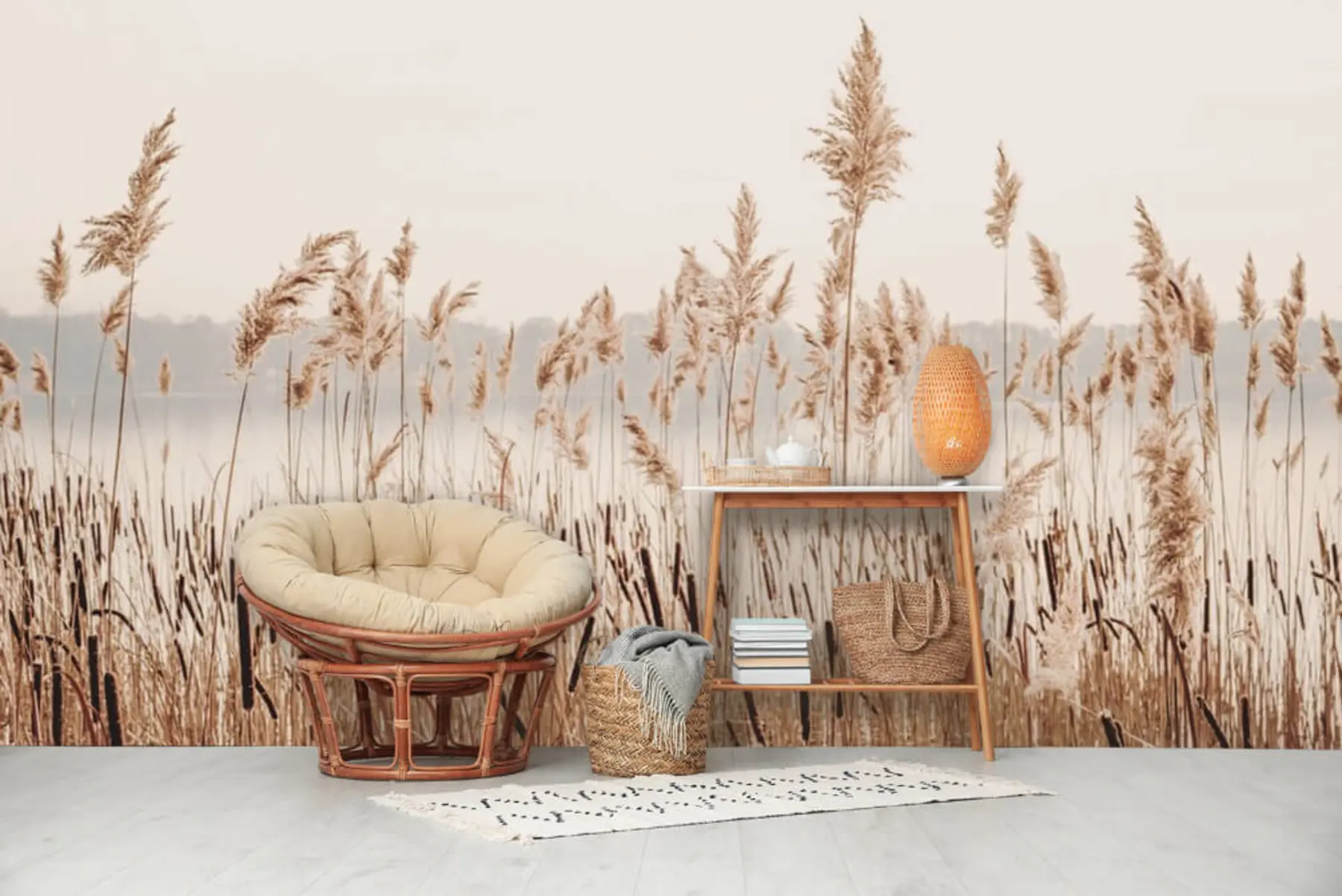 Fototapete Schilf und Rohrkolben u44598