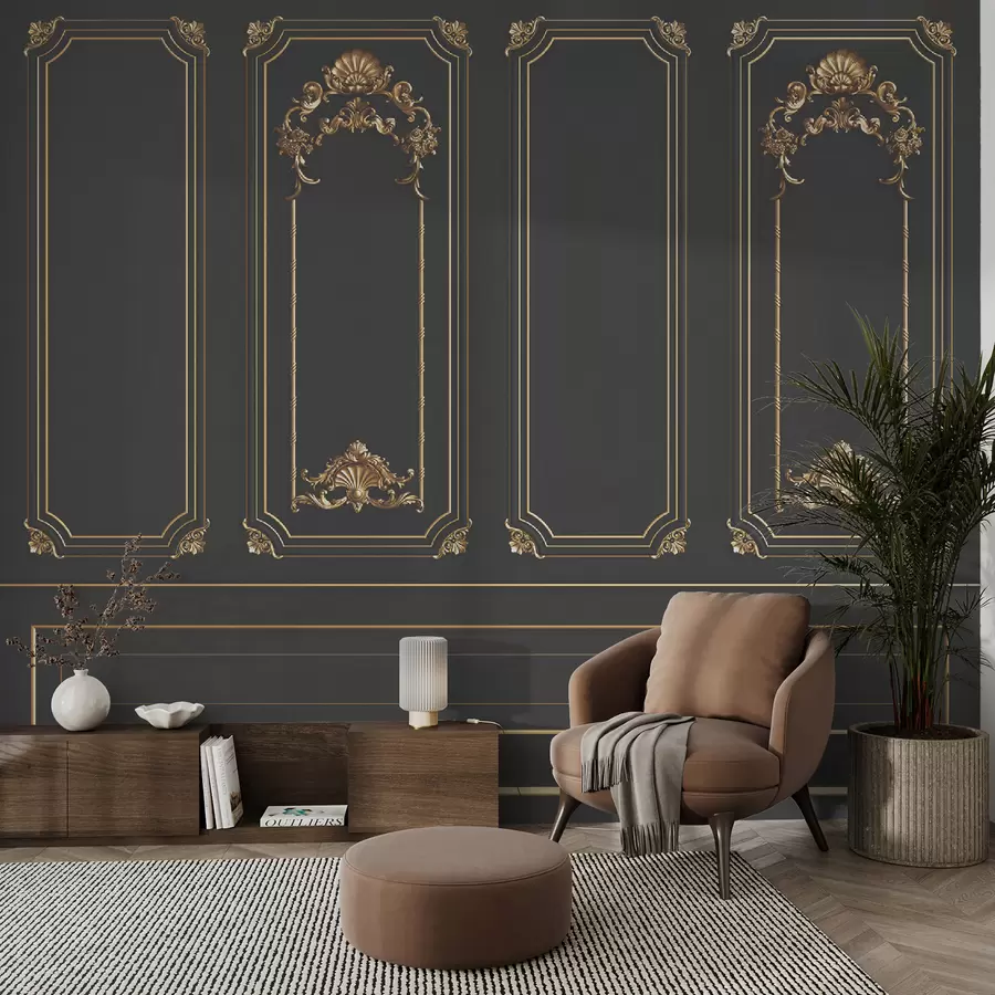 Fototapete Klassische französische Buzeri Wand in schwarz u72623