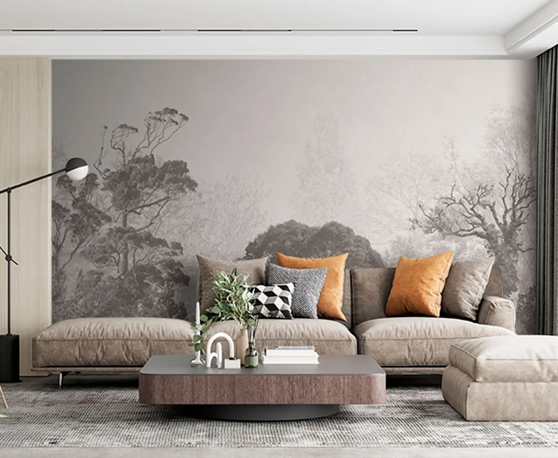 Fototapete Bäume auf dem Hintergrund von Grunge u79824