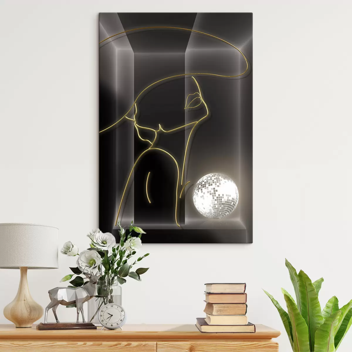 Wandbilder Frau mit einem Hut auf dem Hintergrund des Mondes s01416