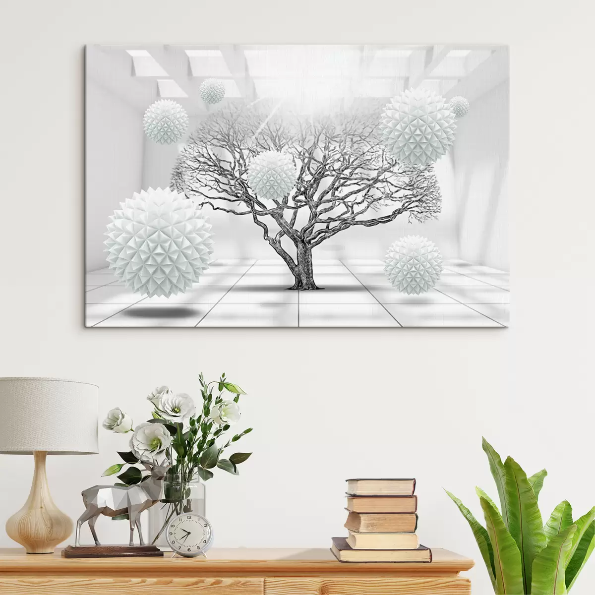 Wandbilder Weiß, Pflanze und Baum s02828