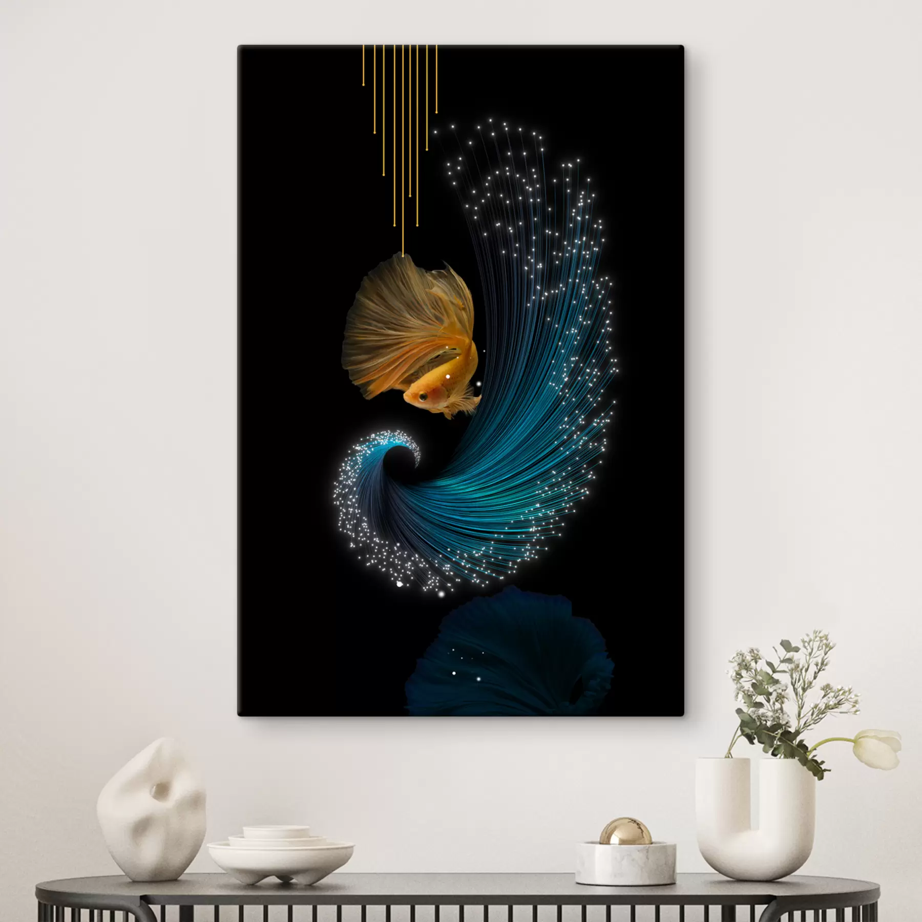 Fototapete Ein Fisch in einem abstrakten Raum s02874