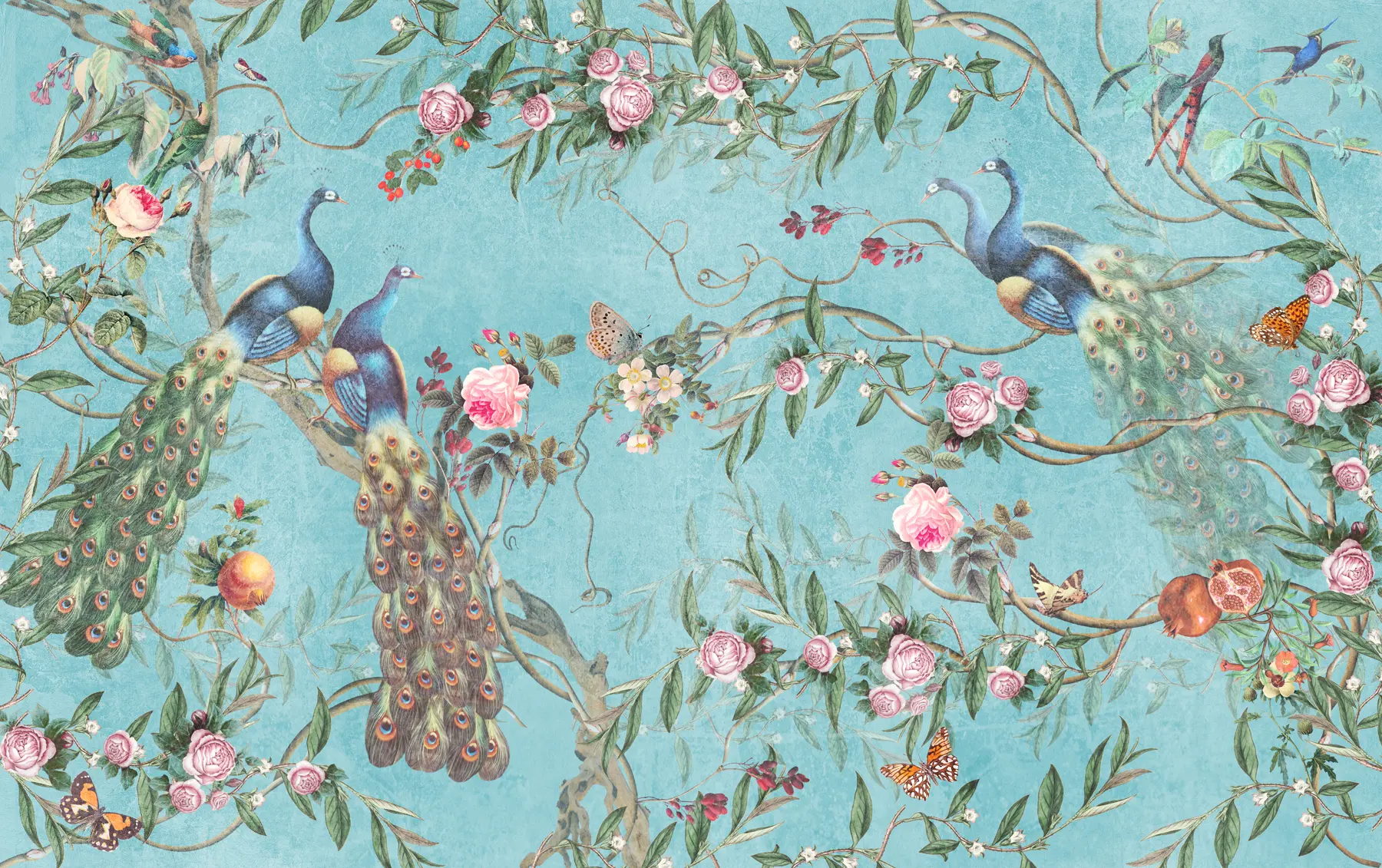 Fototapete Vögel, Blumen und Wirbeltiere u12428