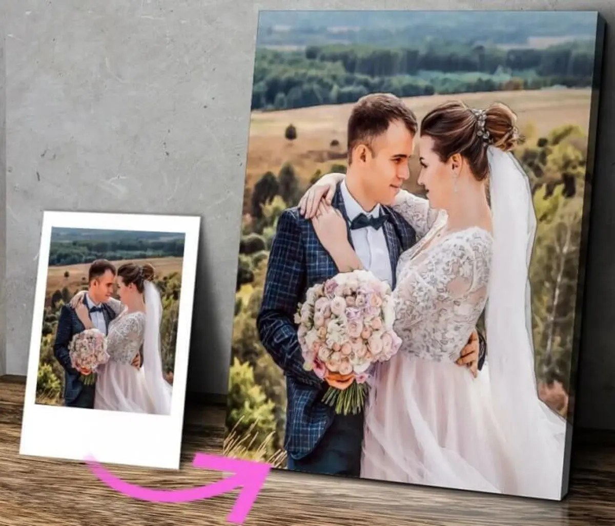 Wandbilder Blume, Lächeln und Hochzeitskleid s15719