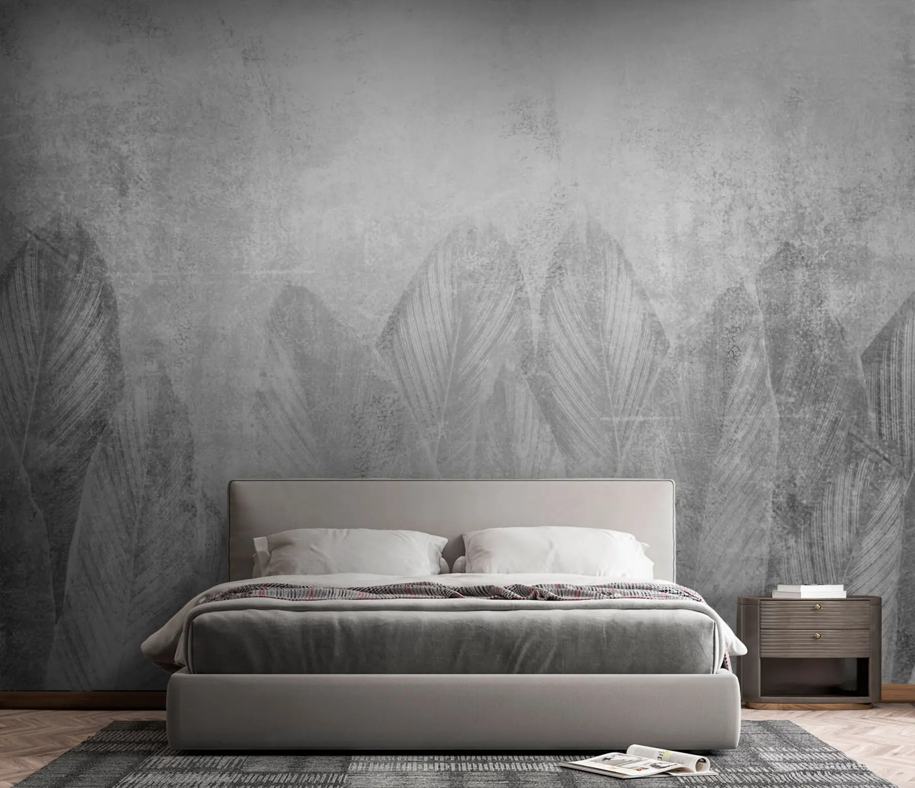 Fototapete Modernes Dekor Palmenblätter auf einem konkreten Hintergrund u73876