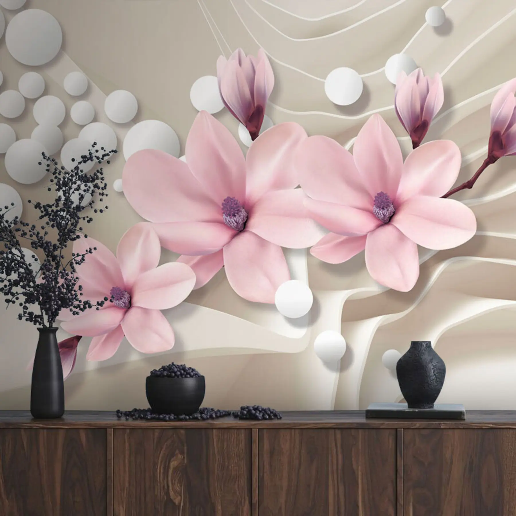 Fototapete Magnolien auf einem abstrakten Hintergrund u93530