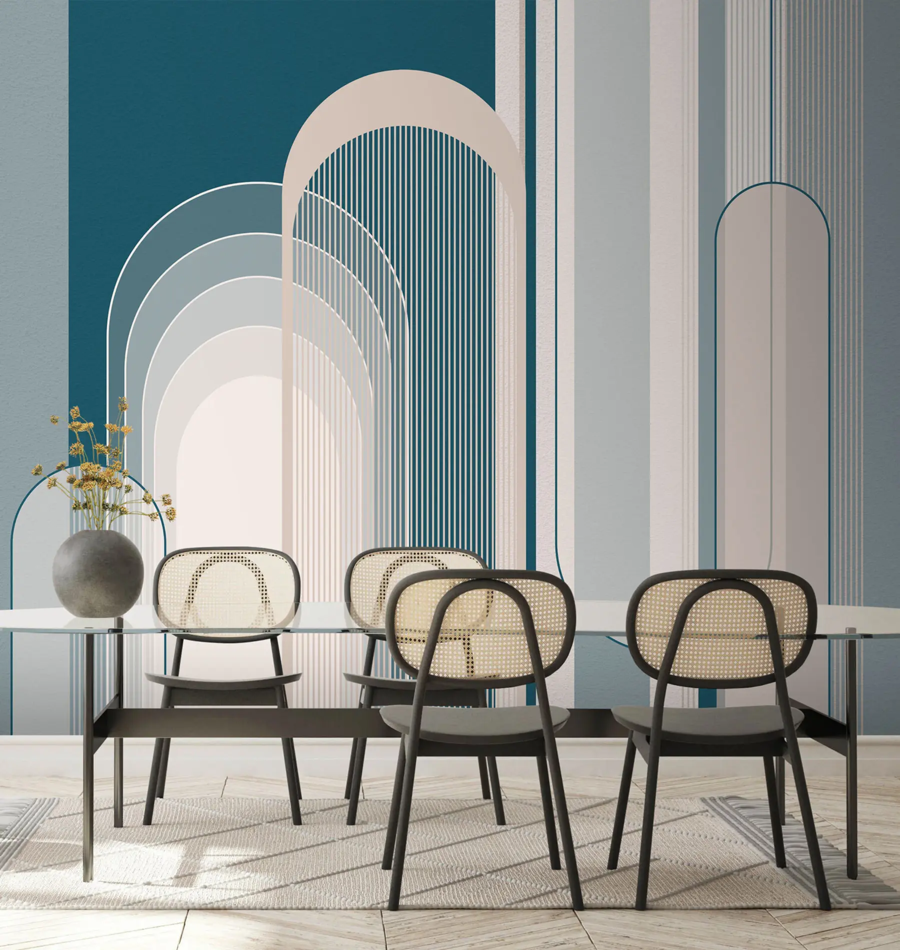 Fototapete Abstrakte Komposition von Wänden mit minimalistischem Design u73099