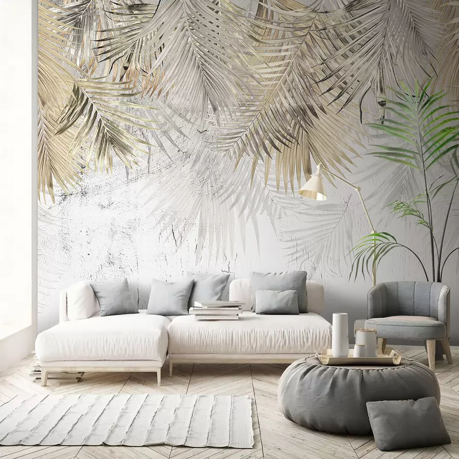 Wandbilder Leichte tropische Blätter im Stil des Grunge u93843