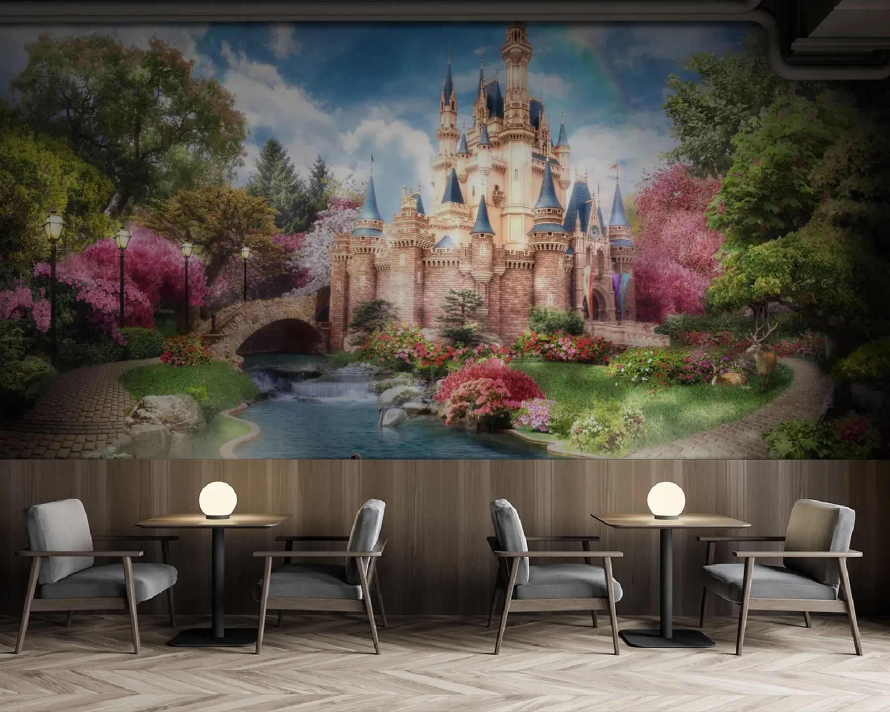 Fototapete Regenbogen über dem Märchenschloss u61850