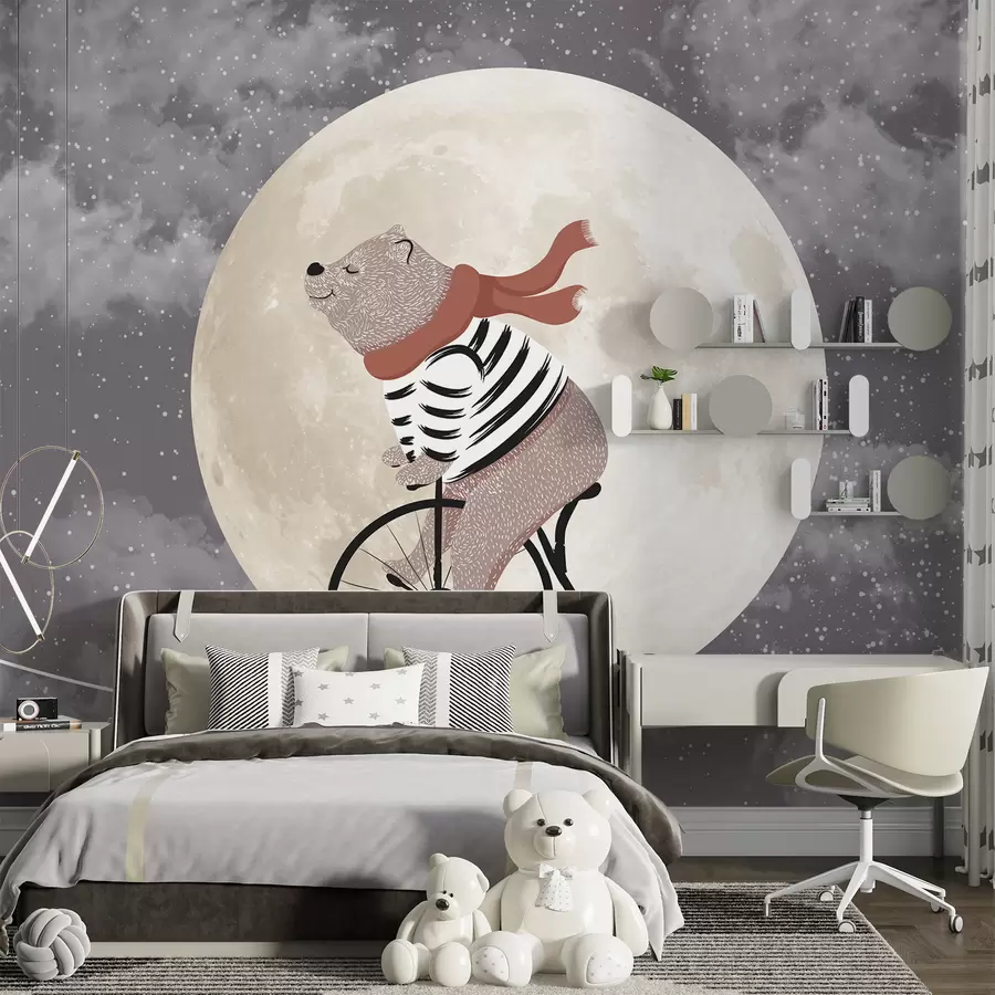 Fototapete Ein märchenhafter Bär auf einem Fahrrad u74483