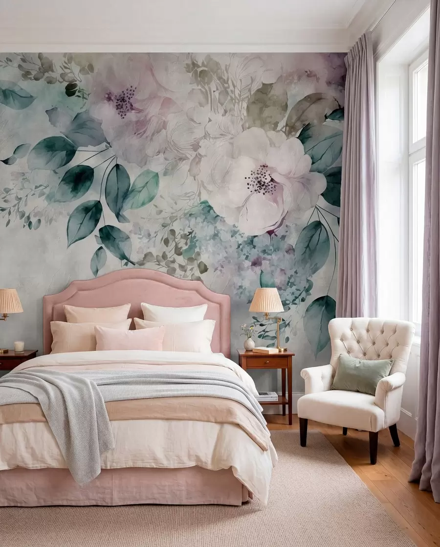 Fototapete Zarte Aquarellblumen u93940