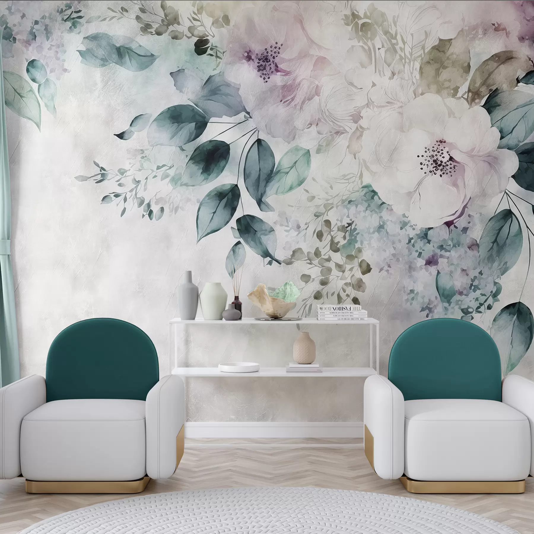 Fototapete Zarte Aquarellblumen u93940