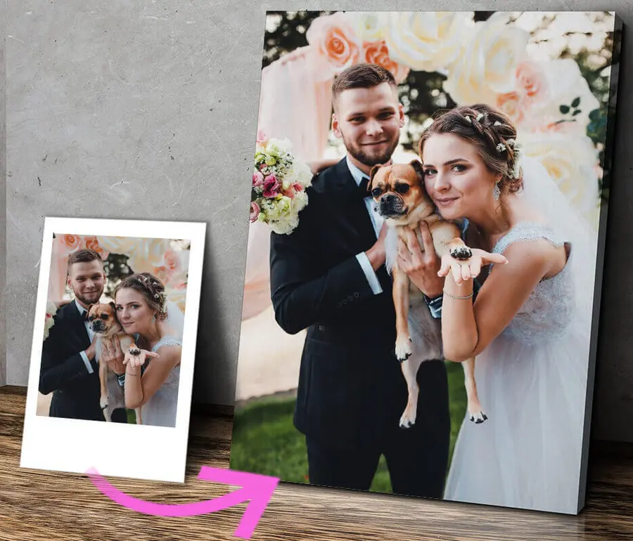 Wandbilder Lächeln, Hochzeitskleid und Foto s31873