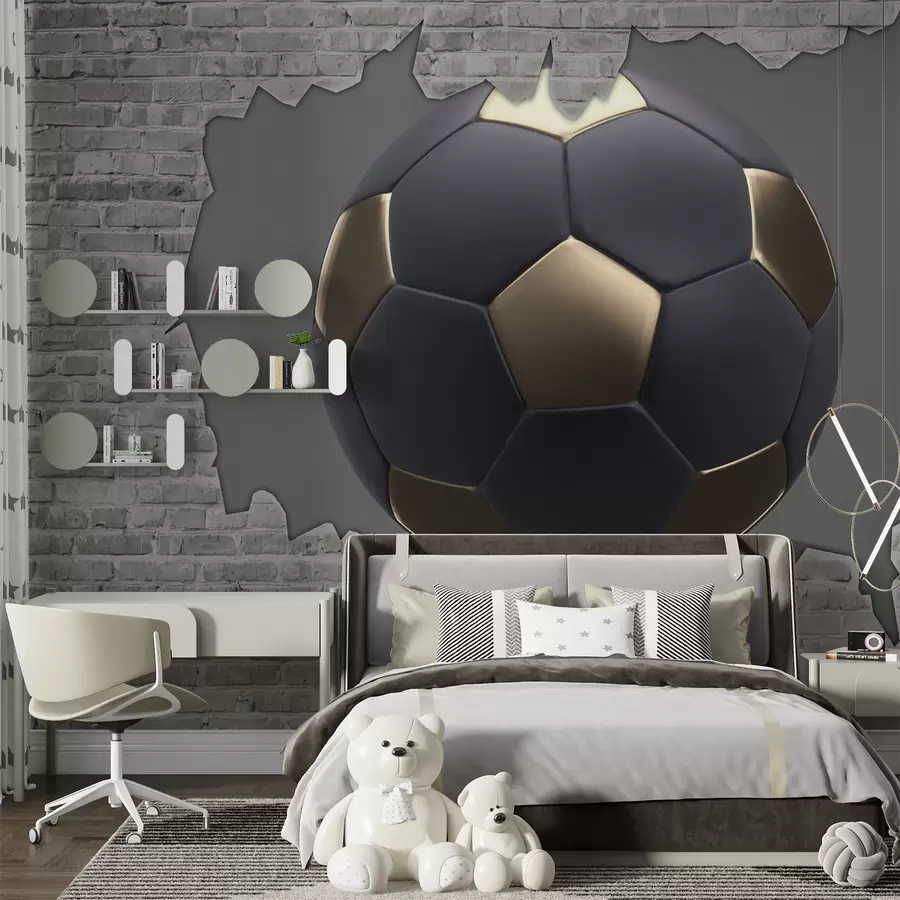 Fototapete Fußball vor dem Hintergrund einer Backsteinmauer u94058