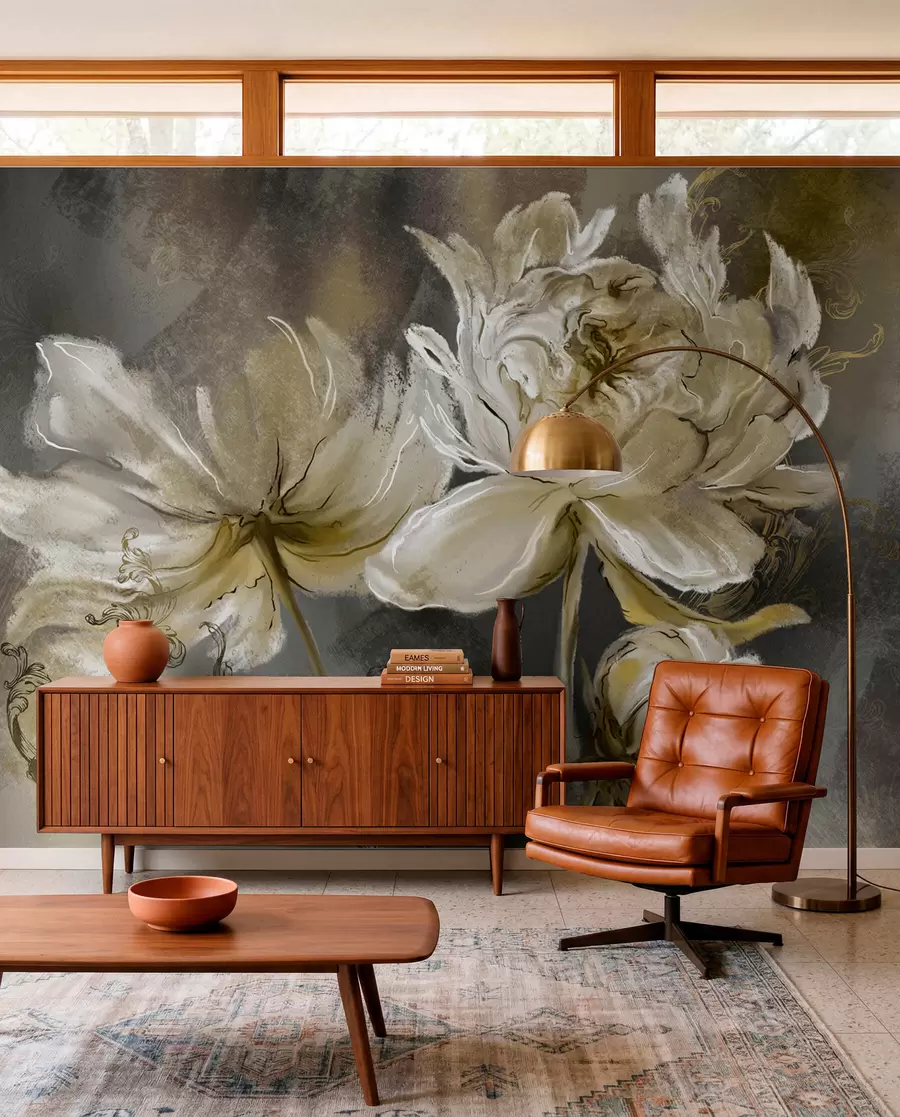 Fototapete Vintage Blumen auf einer Textur Hintergrund u78738