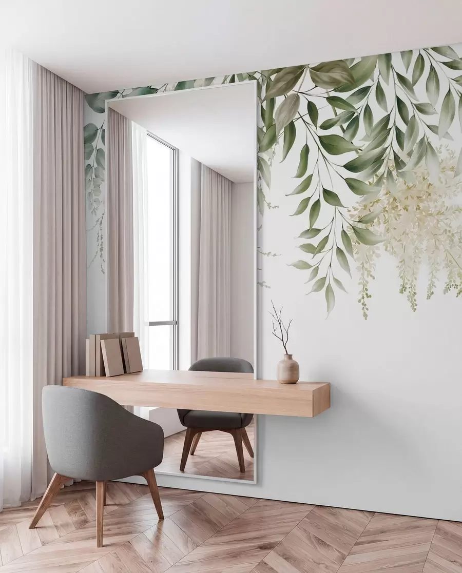 Fototapete Floraler Rahmen mit Aquarell-Grüntönen u94197