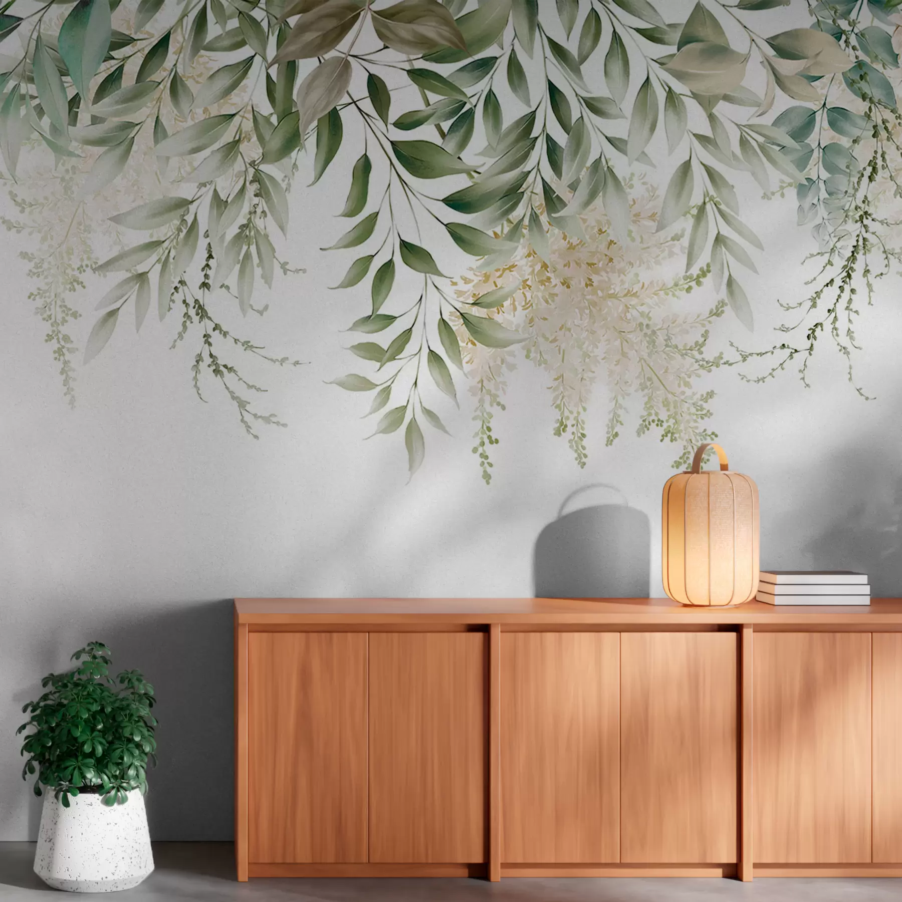 Fototapete Floraler Rahmen mit Aquarell-Grüntönen u94197