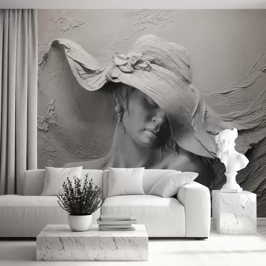 Wandbilder Frau mit Hut 3D u62592