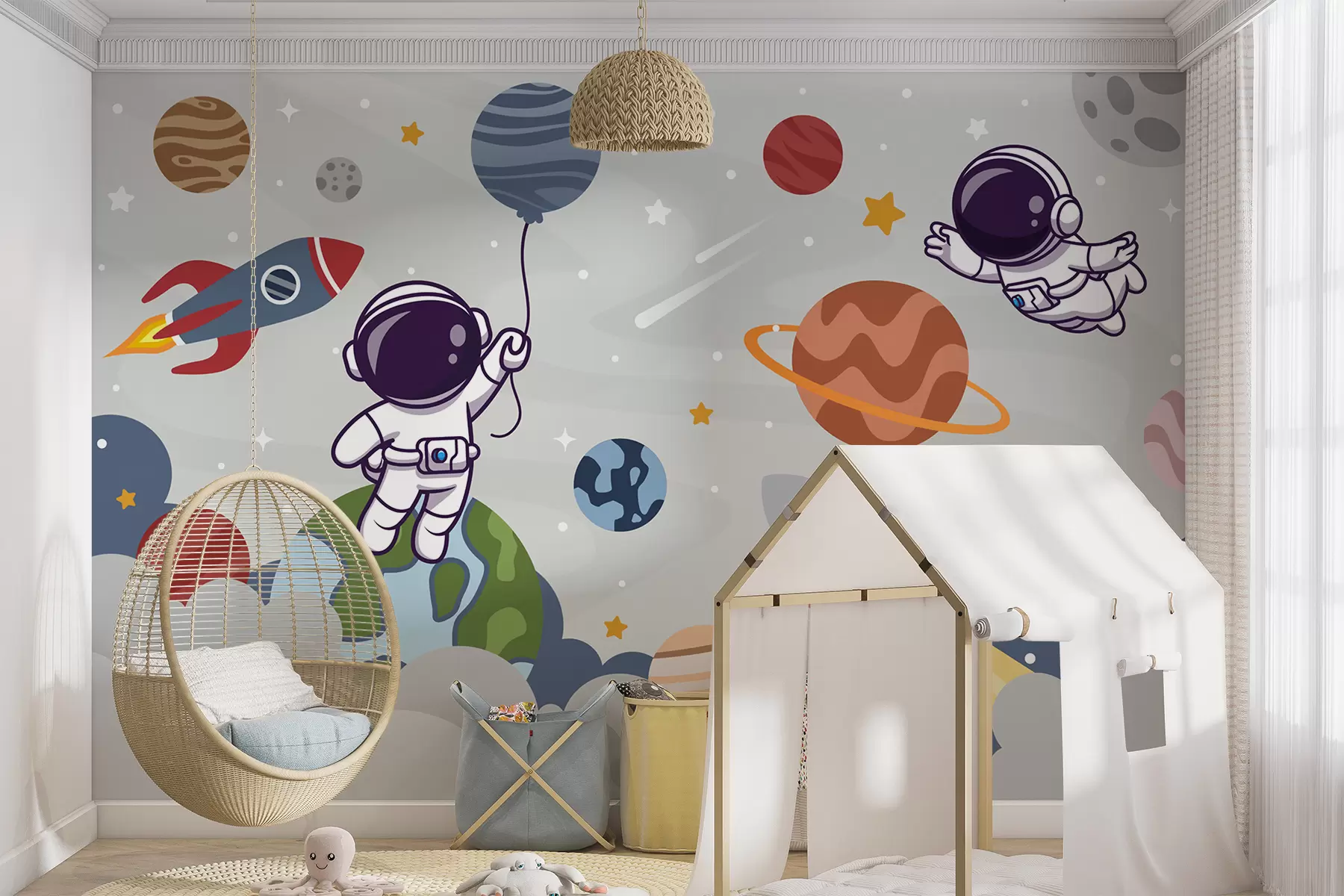 Fototapete Rakete und Astronaut im Weltraum u94476