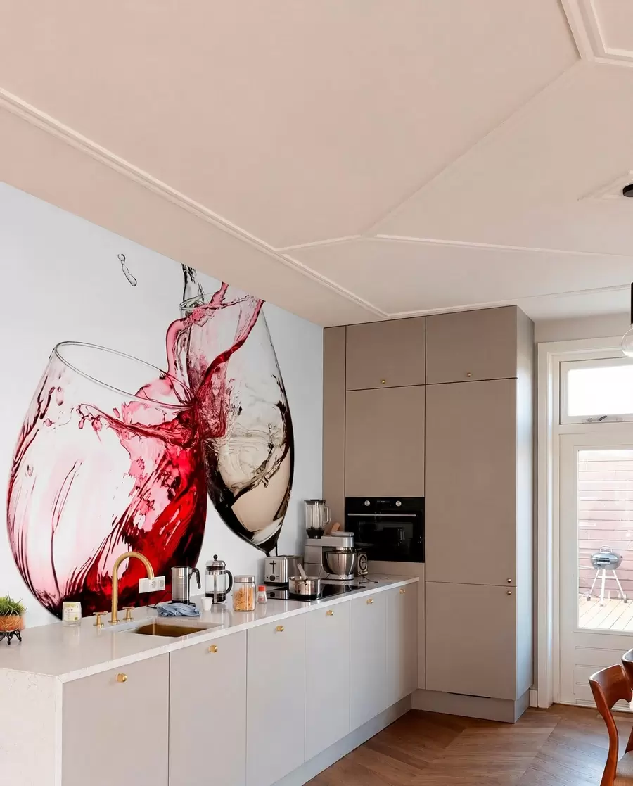 Fototapete Weiß- und Rotwein in Gläsern u75563
