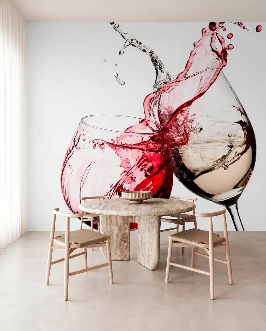 Fototapete Weiß- und Rotwein in Gläsern u75563
