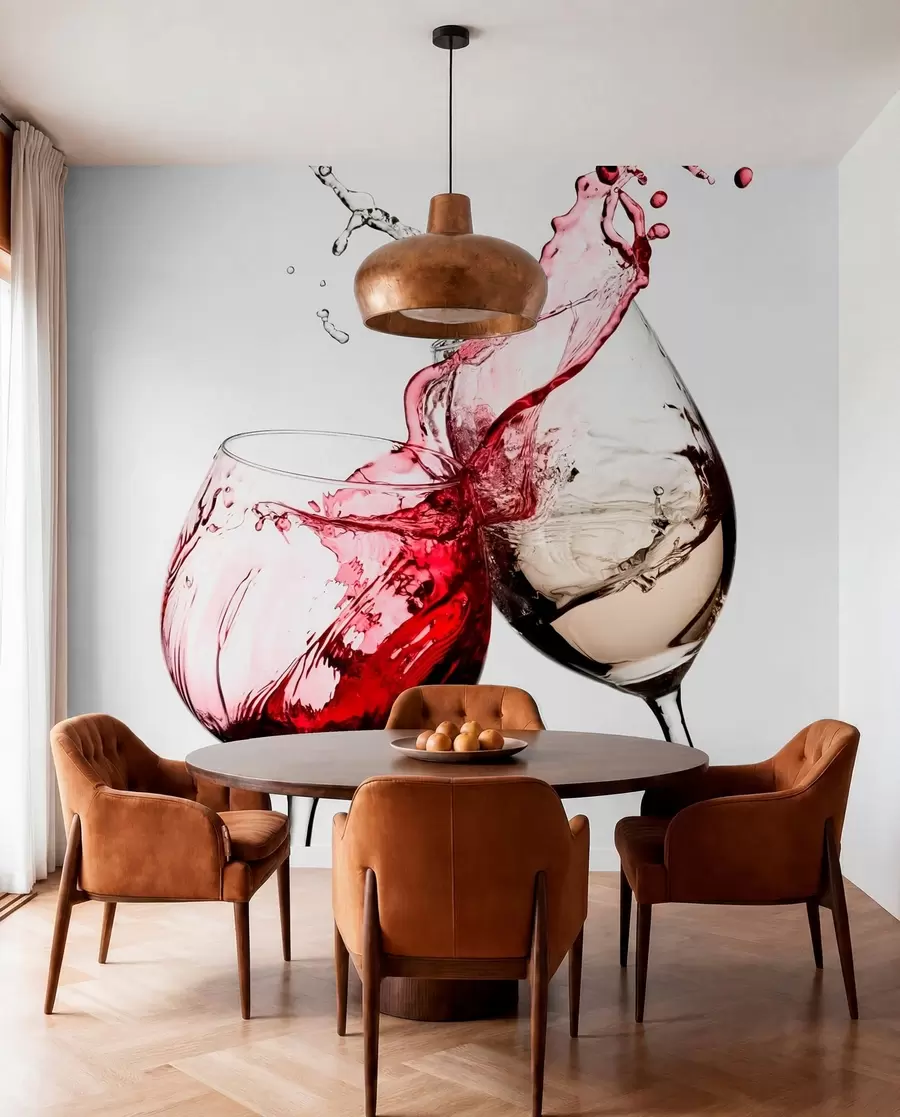 Fototapete Weiß- und Rotwein in Gläsern u75563