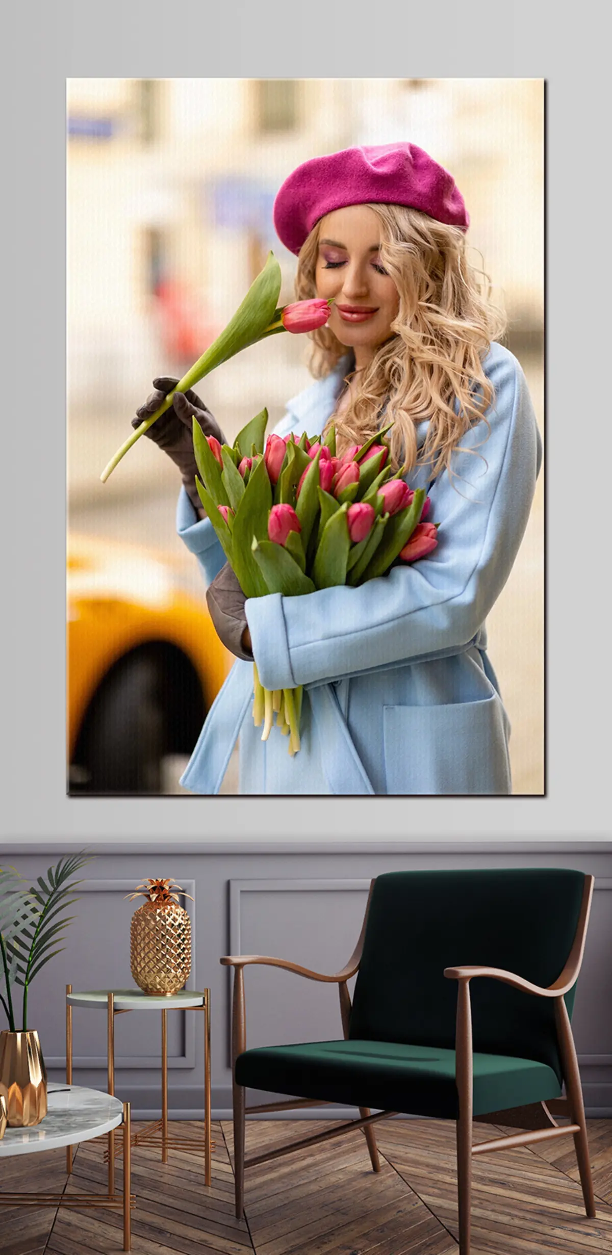 Wandbilder Gesicht, Blume und Oberbekleidung s33117