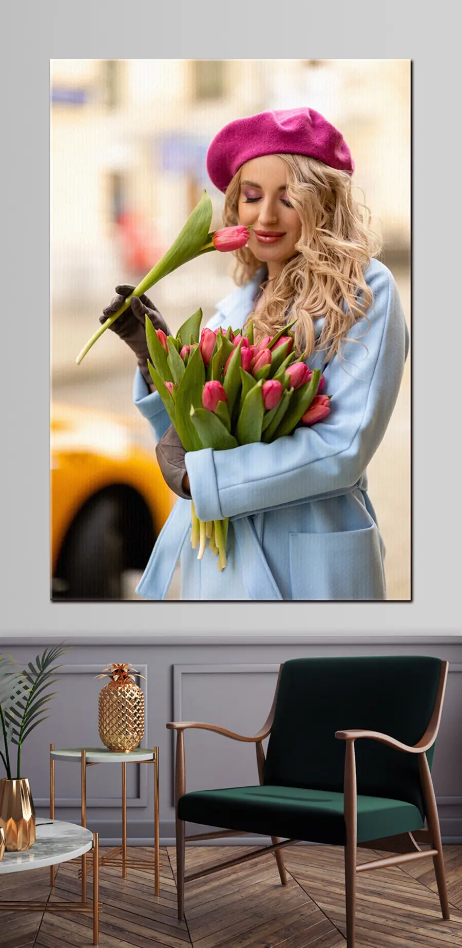 Wandbilder Gesicht, Blume und Oberbekleidung s33117