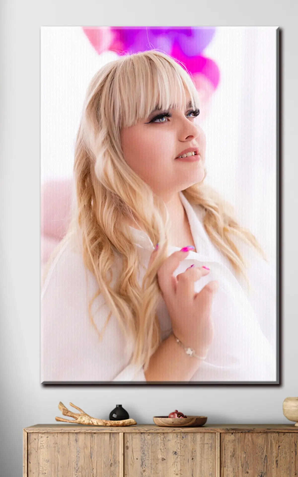 Wandbilder Wimpern, Ponyfrisur und Magenta s33135