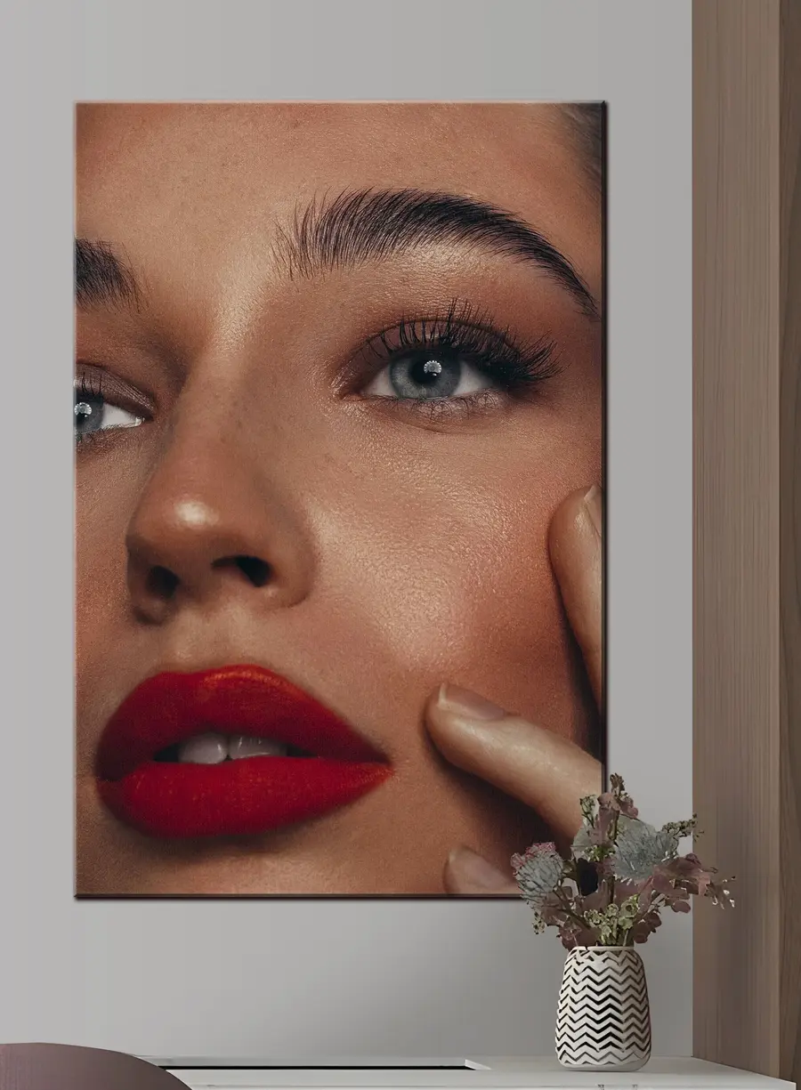 Wandbilder Lippen, Lippenstift und Wimpern s33167