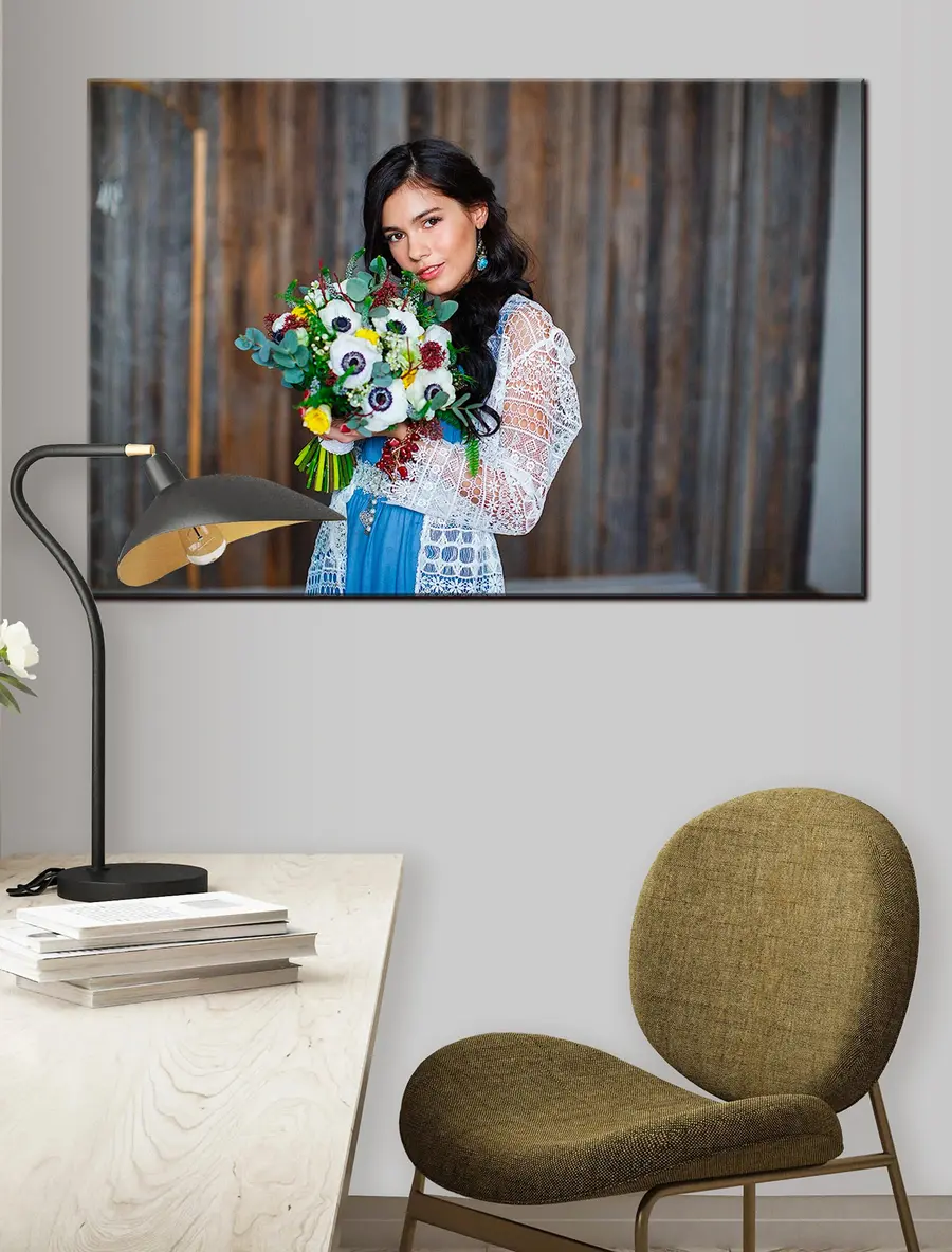 Wandbilder Blume, Lächeln und Ärmel s33202