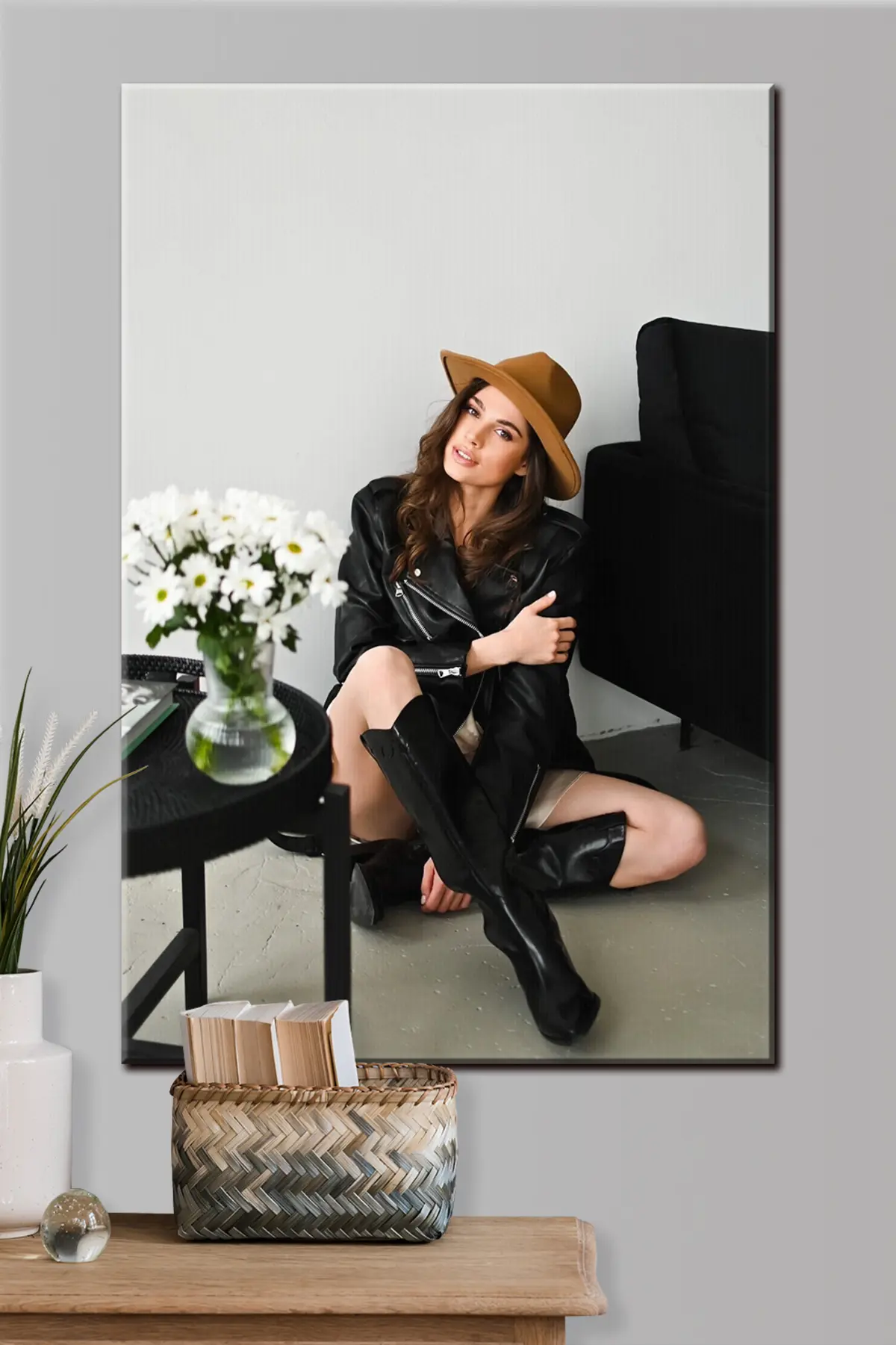 Wandbilder Hut, Fedora und Pflanze s33215