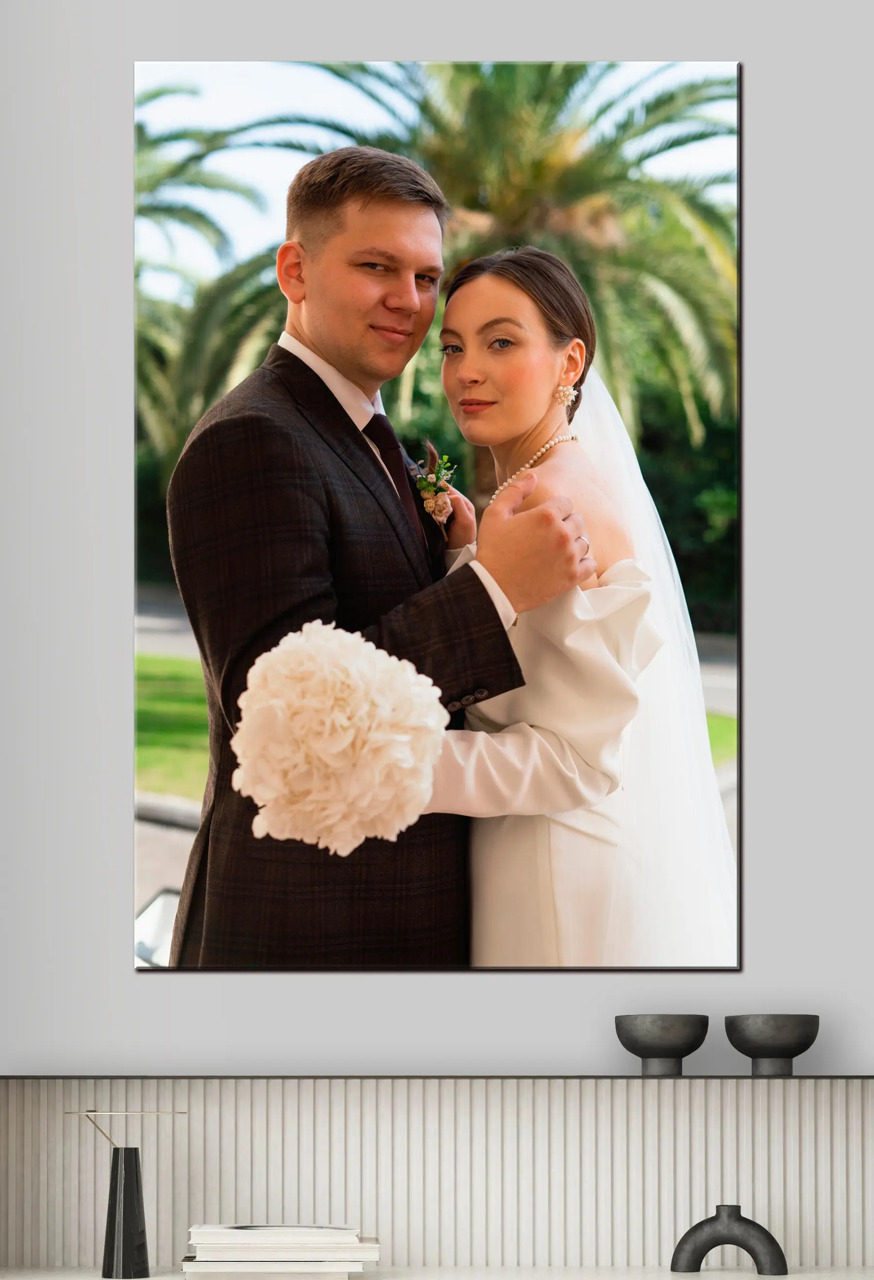 Wandbilder Brautkleid, Braut und Blumen s33223