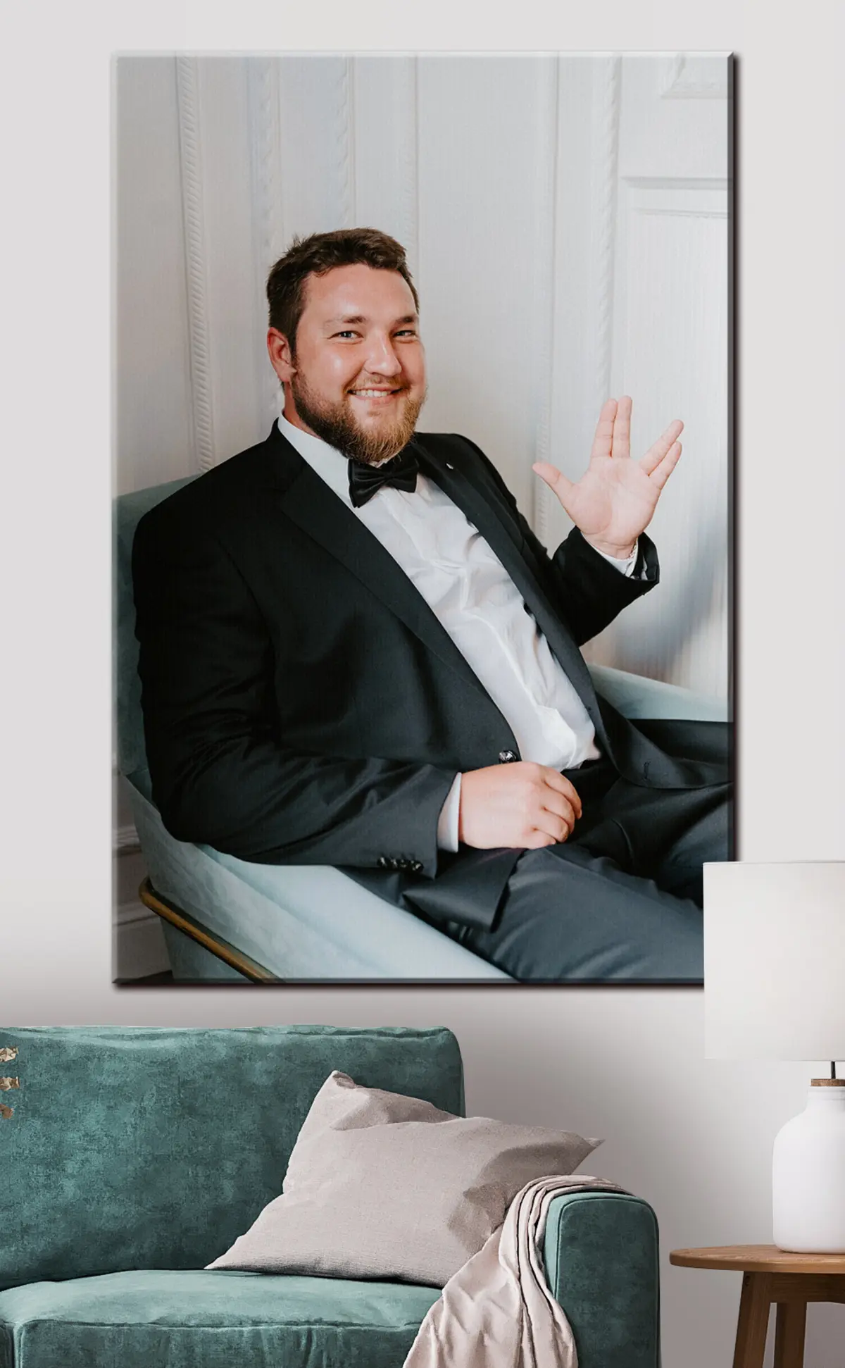 Wandbilder Lächeln, Arm und Hemd s33259