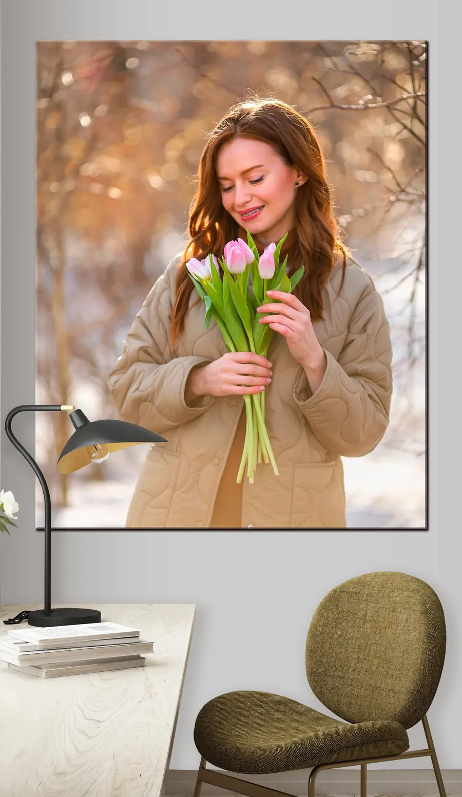 Wandbilder Blume, Oberbekleidung und Lächeln s33283