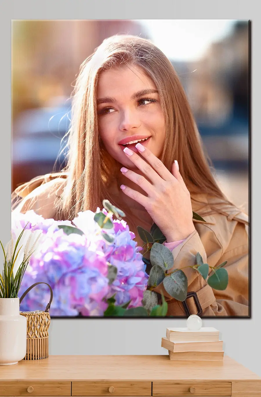 Wandbilder Lippe, Lächeln und Blume s33297