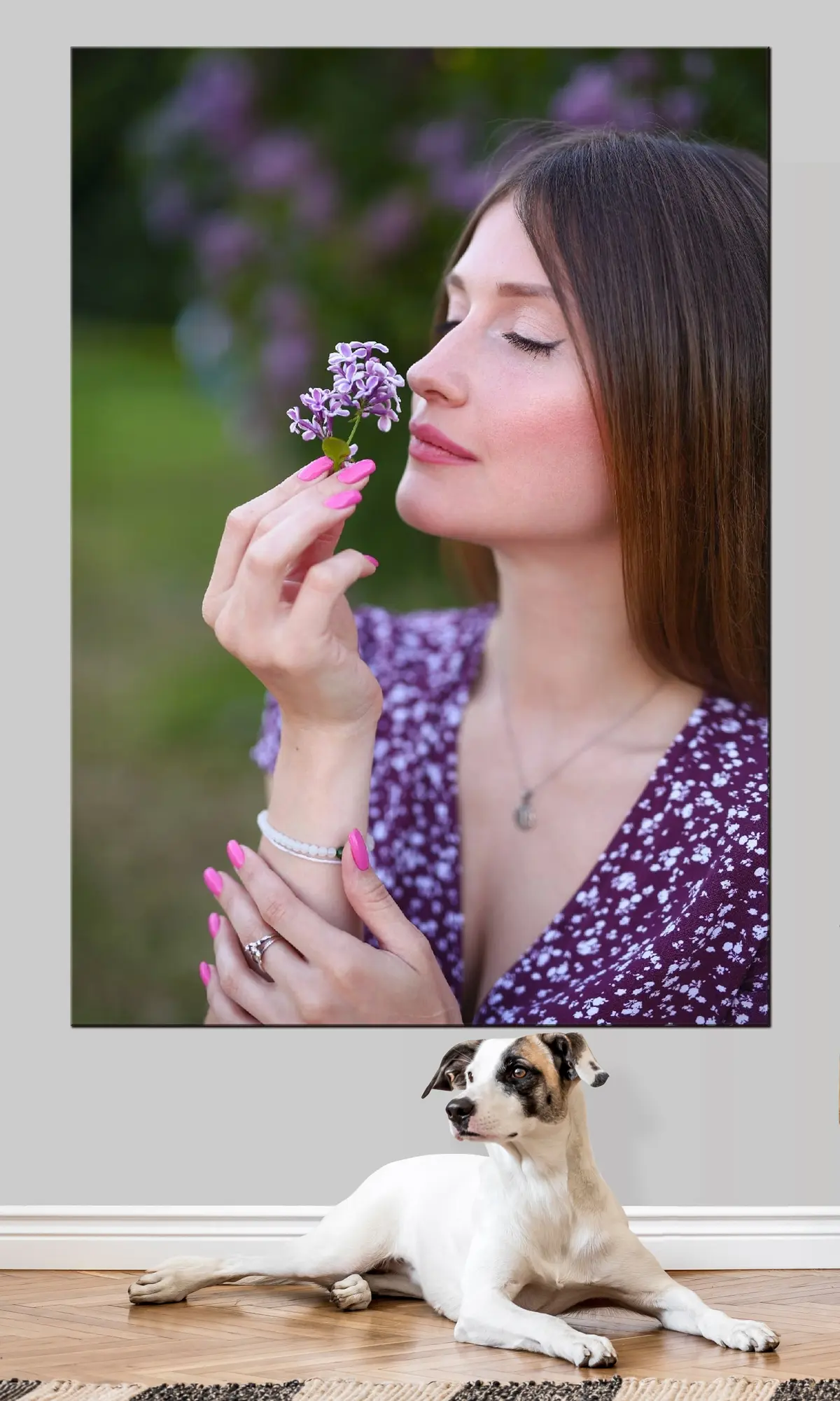 Wandbilder Gesicht, Lippe und Blume s33305