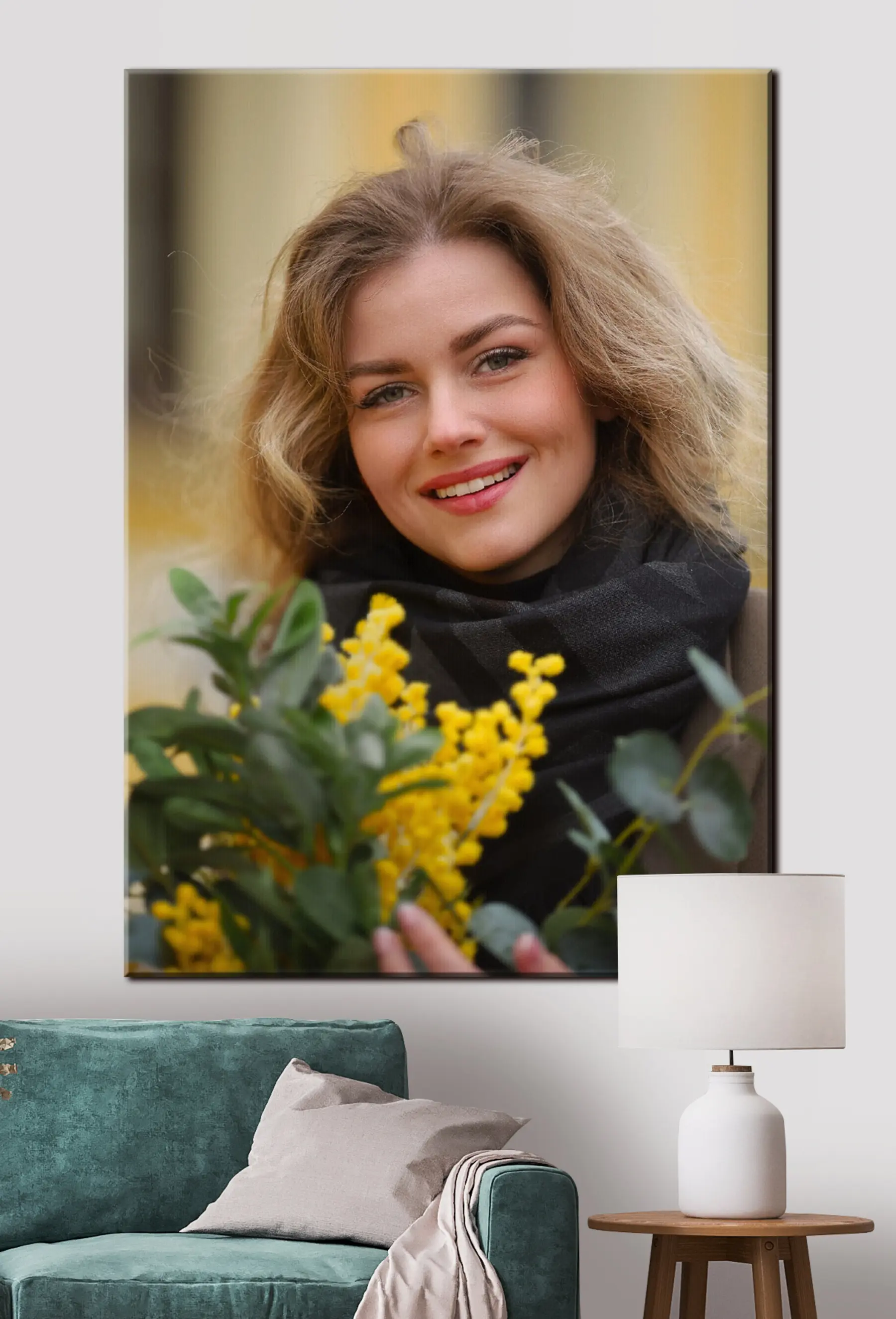 Wandbilder Gesicht, Lächeln und Pflanze s33316