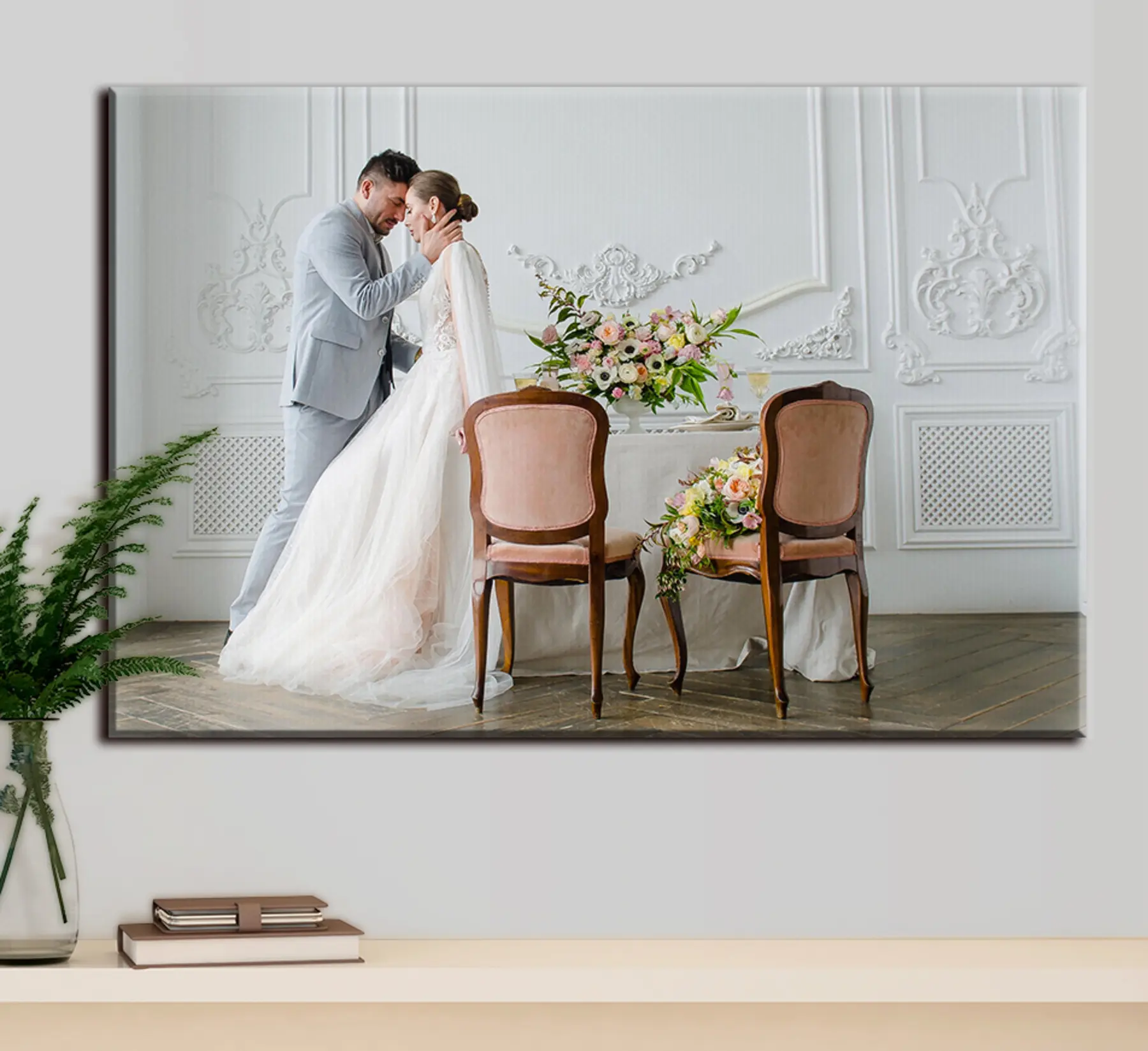 Wandbilder Hochzeitskleid, Braut und Blitzlichtfotografie s33336