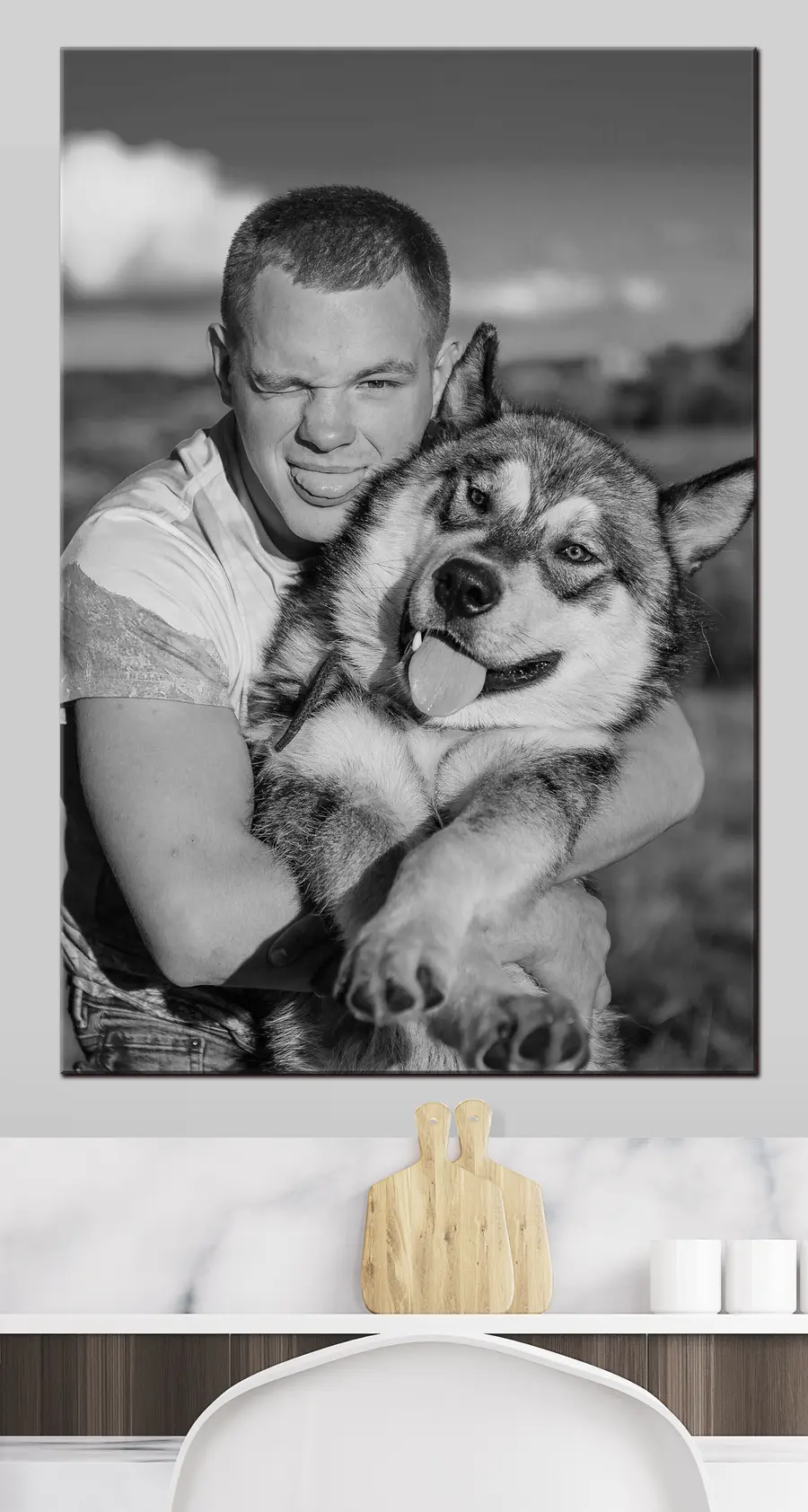 Wandbilder Hund, Lächeln und Kiefer s33338