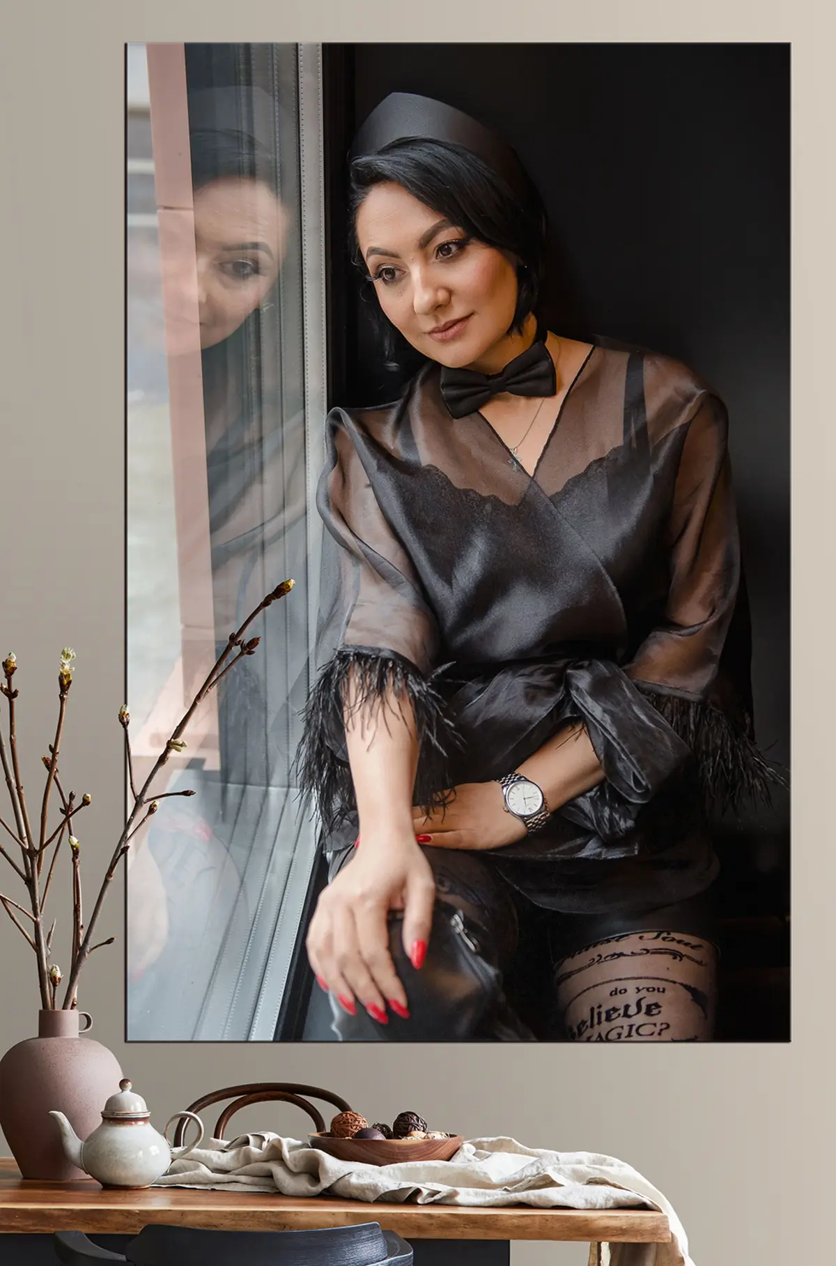 Wandbilder Uhr, Ärmel und Kragen s33346