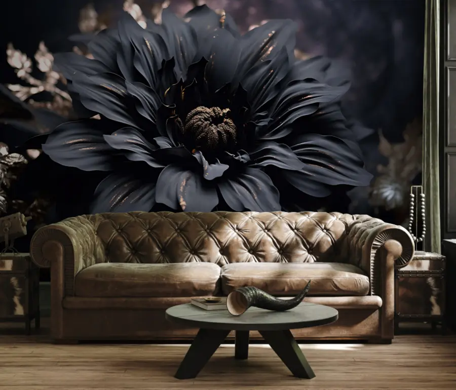 Fototapete Schwarze Blume mit Bestäubung u95247