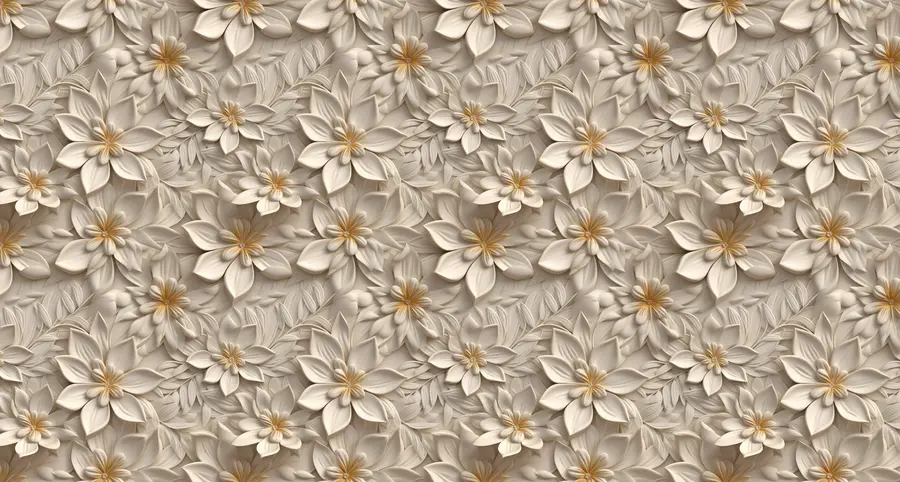 Fototapete Streuung von weißen Blumen mit 3D-Effekt u95251