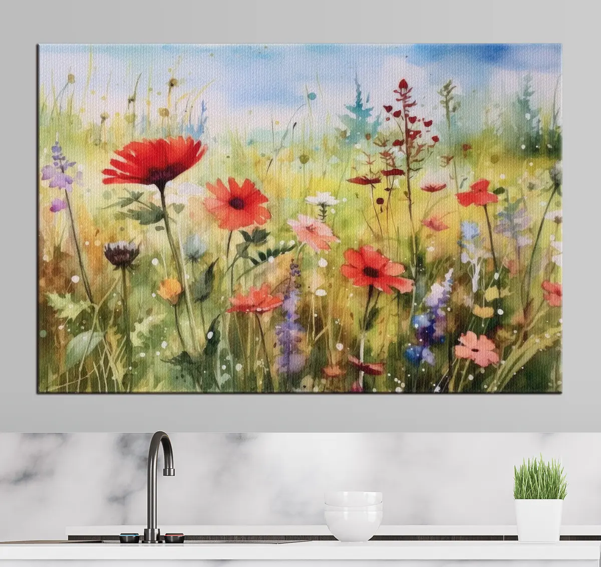Wandbilder Blume, Pflanze und Wolke s33680