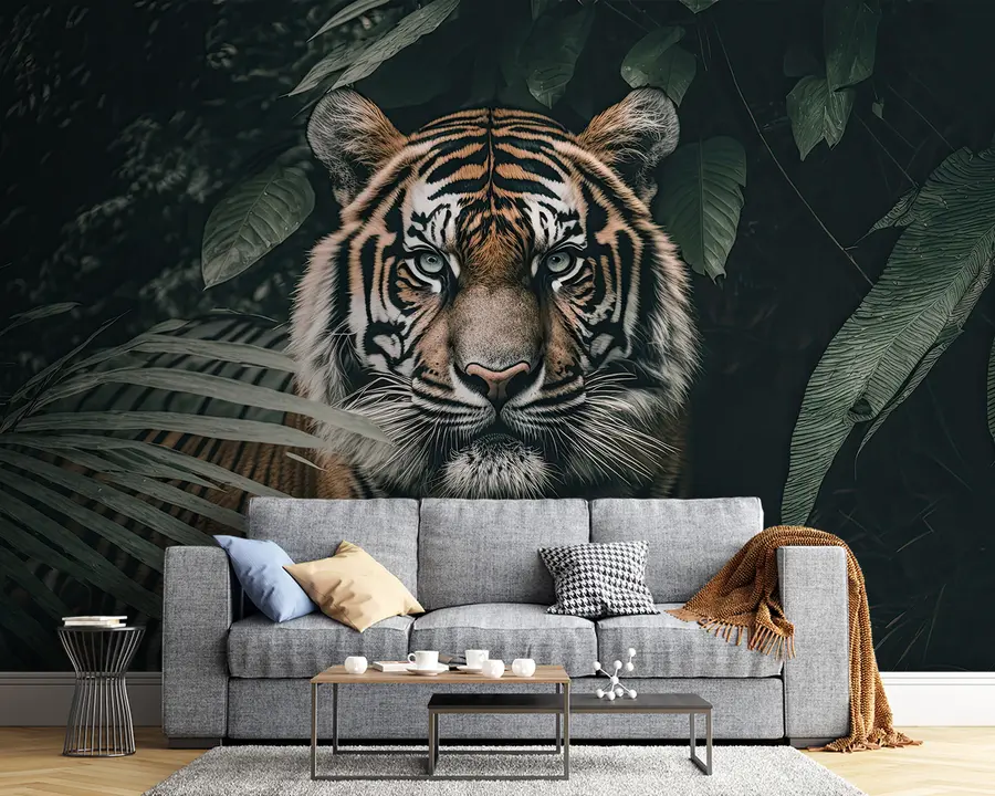 Fototapete Tiger im Regenwald u95619