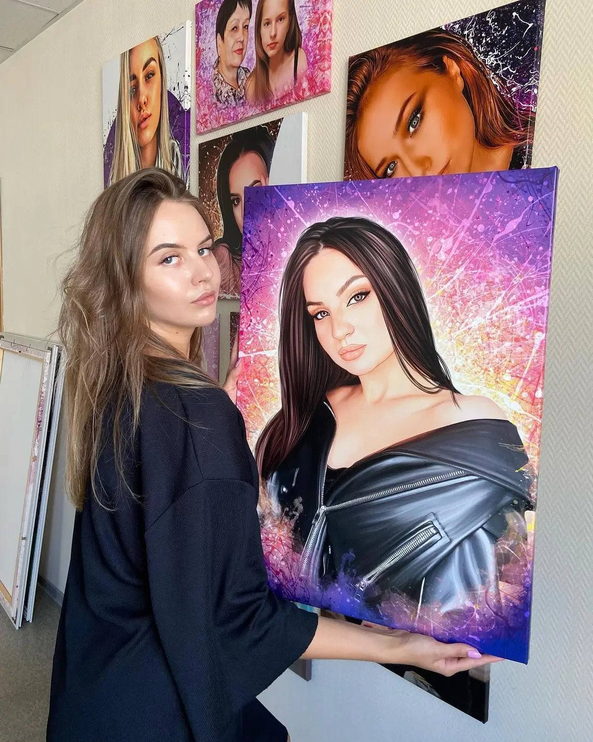 Wandbilder Lila, Blitzlichtfotografie und Gesten s34660