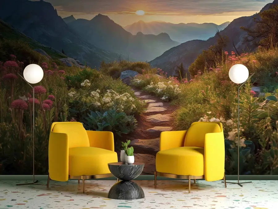 Fototapete Berglandschaft Blumenstraße u96205