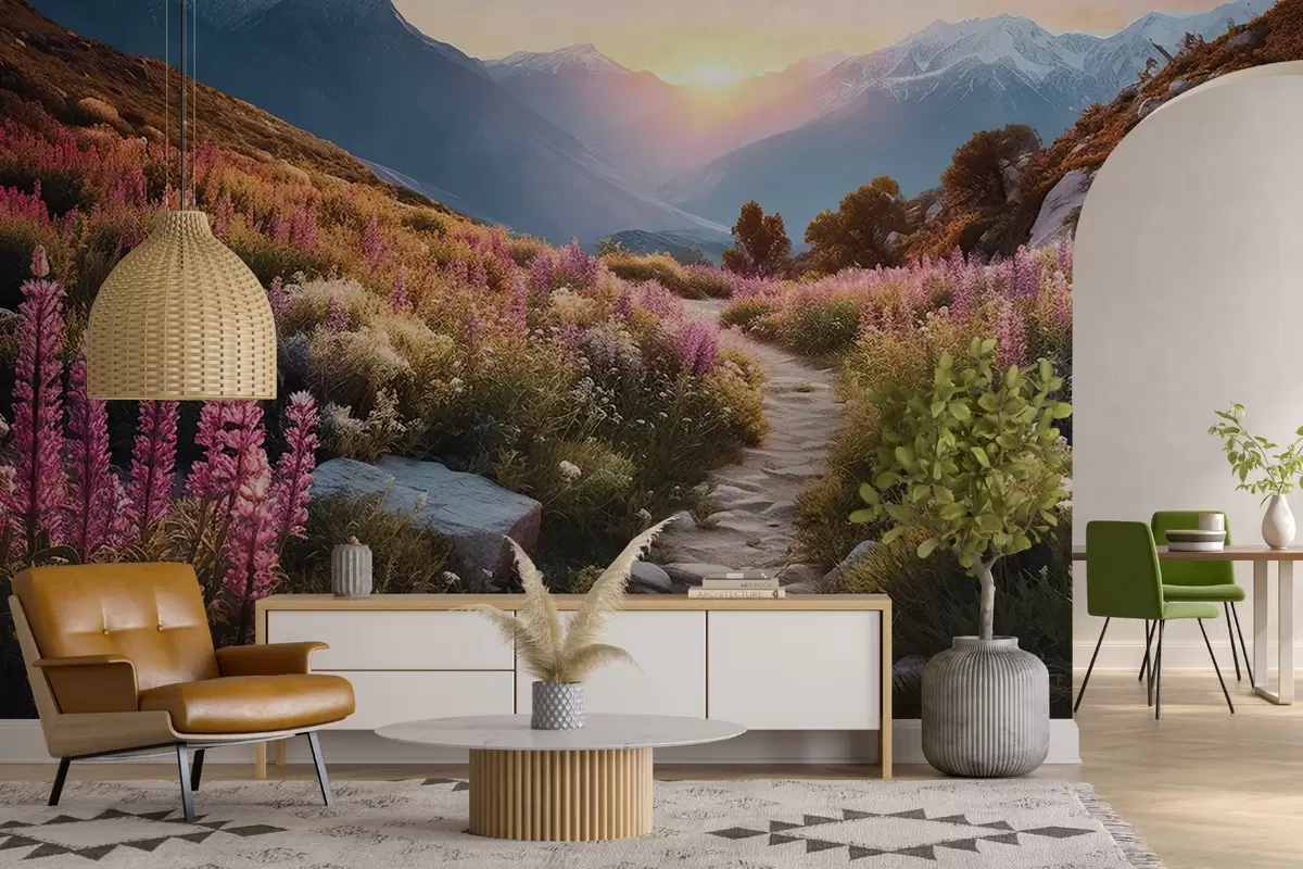 Fototapete Berglandschaft magische Blumen u96210