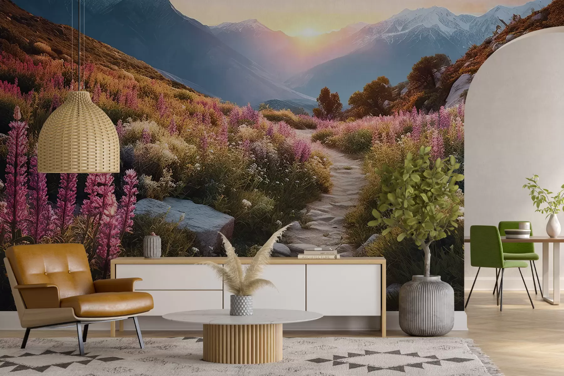 Fototapete Berglandschaft magische Blumen u96210